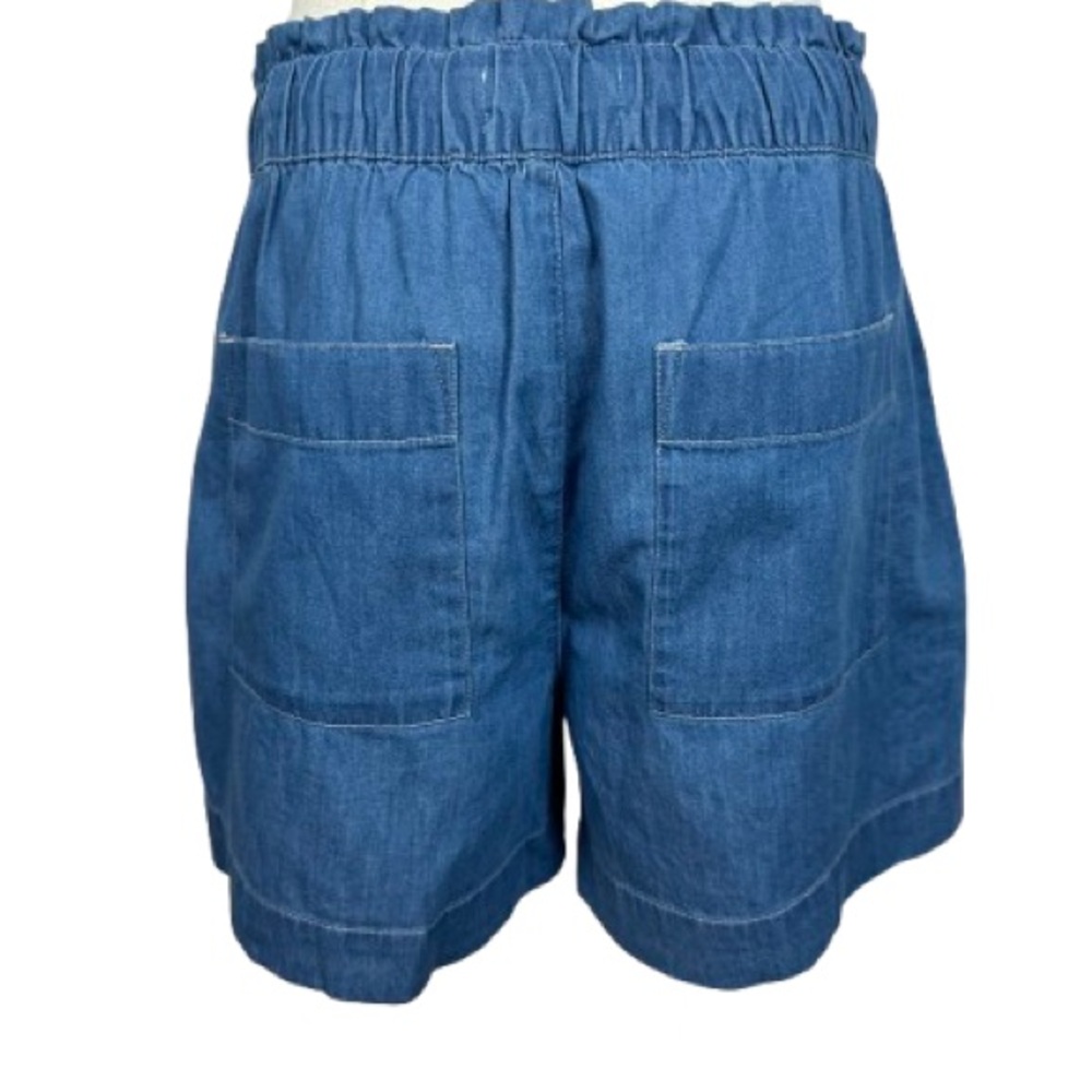 LOFT Medium Blue Denim Tie-Waist Shorts - Picture 3 of 6